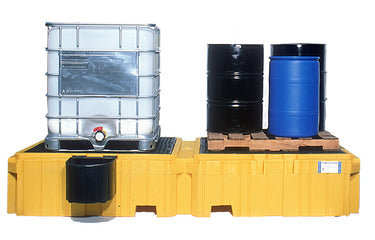Twin IBC Spill Pallet w/ RT Bucket Shelf